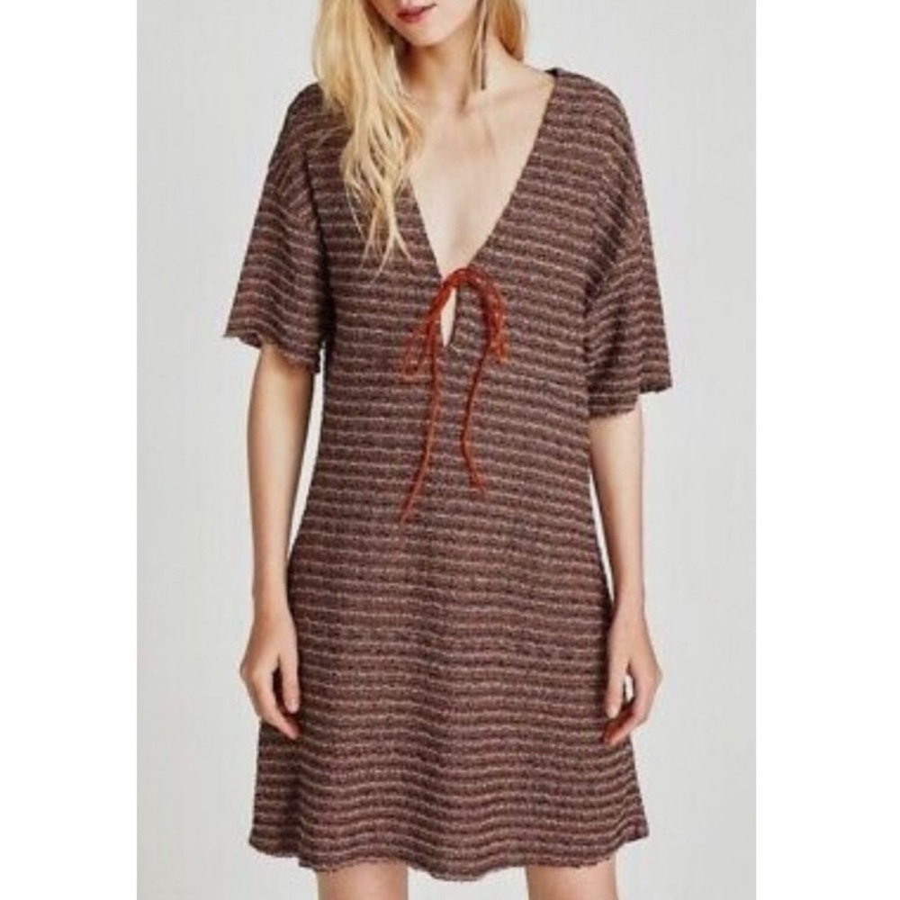 Zara Deep V-Neck Knit Dress